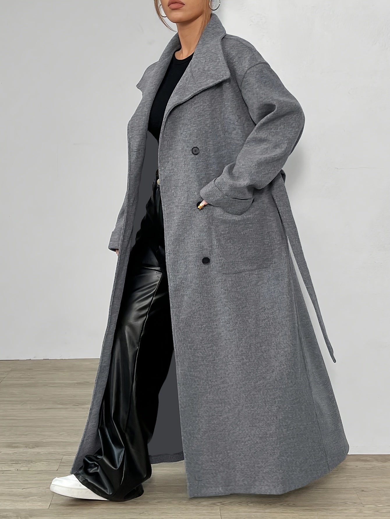 Women's Fall Winter Solid Color Long Sleeve Casual Coat Micro Elastic Polyester