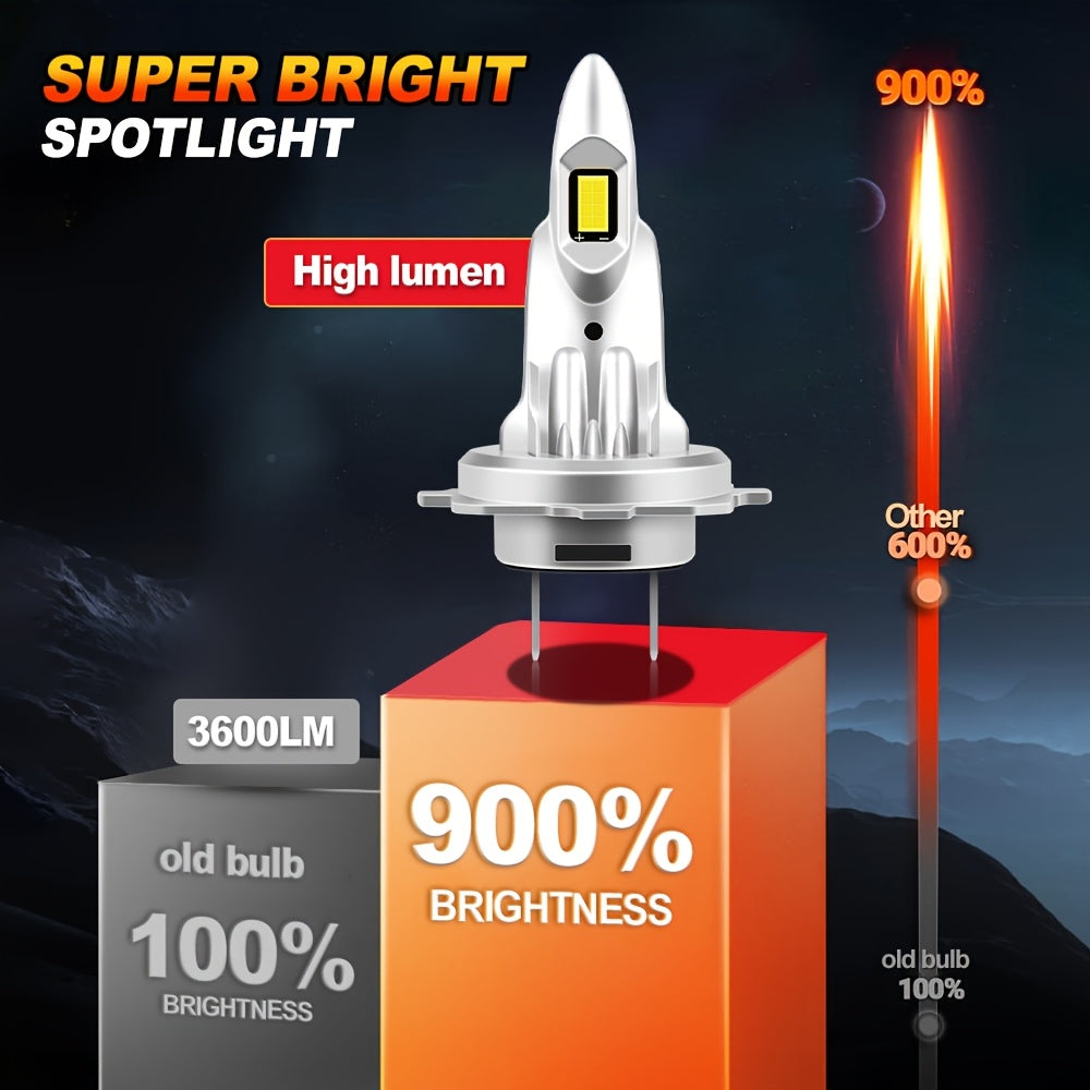 2шт. LED-фары H7 для автомобиля, сверхяркие 30000Лм, 6000K, белый цвет, противотуманные фары