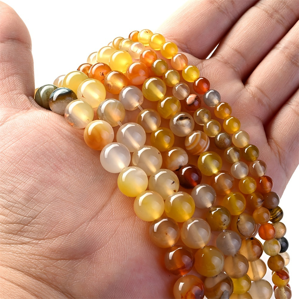 Set of Natural Stone Beads 6mm 8mm 10mm with Amber Agate Spacer Beads for Jewelry Making