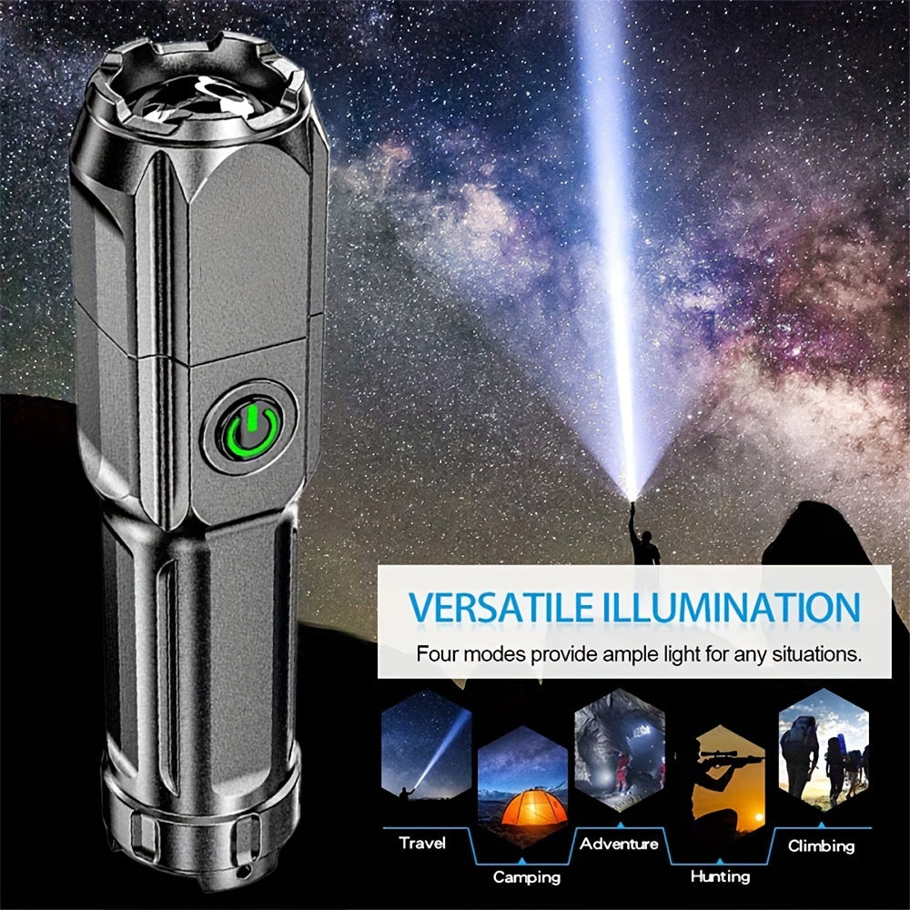 Rechargeable LED Flashlight with Telescopic Zoom and USB Charging 800mAh Battery