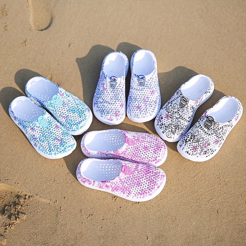 Women's Star And Moon Print Flip Flops EVA Beach Shoes All-Season