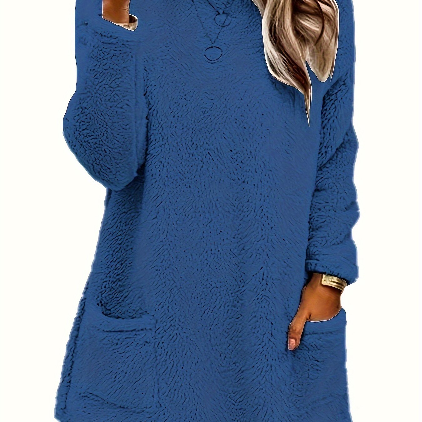 Толстовка женская большого размера из мягкого флиса с длинными рукавами, круглый вырез, пуловер