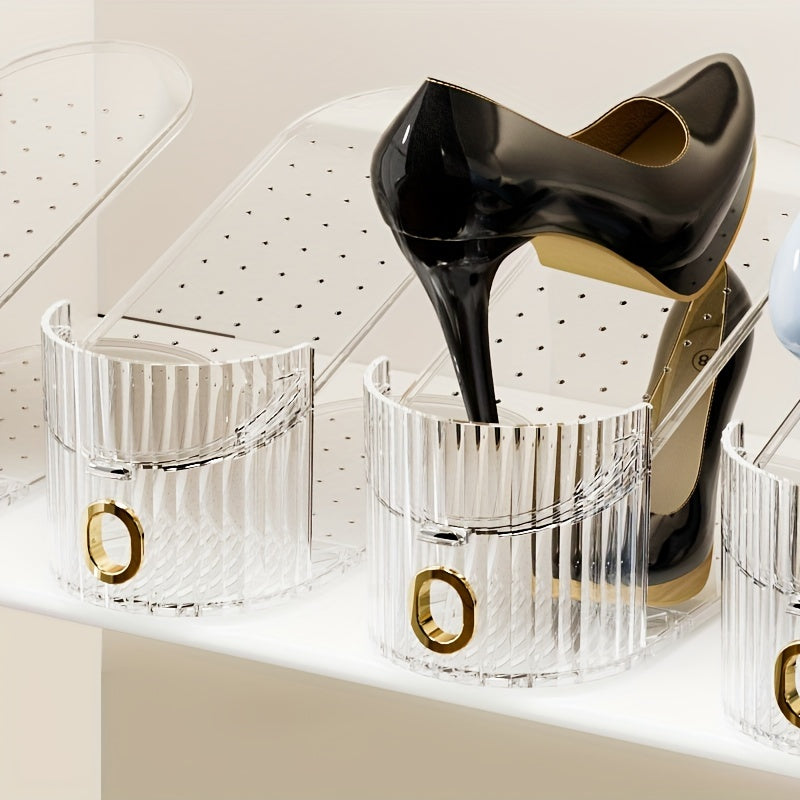 Juegos de organizadores de almacenamiento para zapatos de 10 o 20 piezas, de plástico ajustable, doble capa, transparente