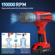 Aspiradora de mano inalámbrica 20KPa de succión, carga USB, 210W, portátil para hogar y coche