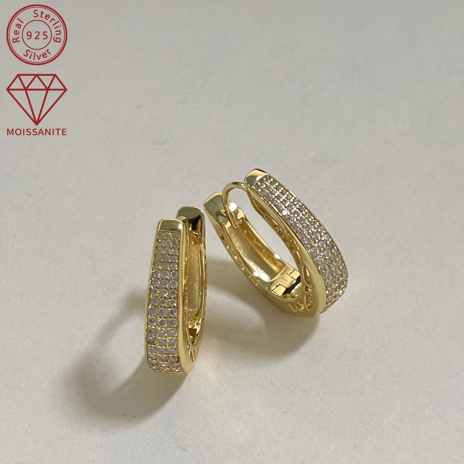 Women's Moissanite Earrings 925 Silver with 0.43ct and Patterned Stones