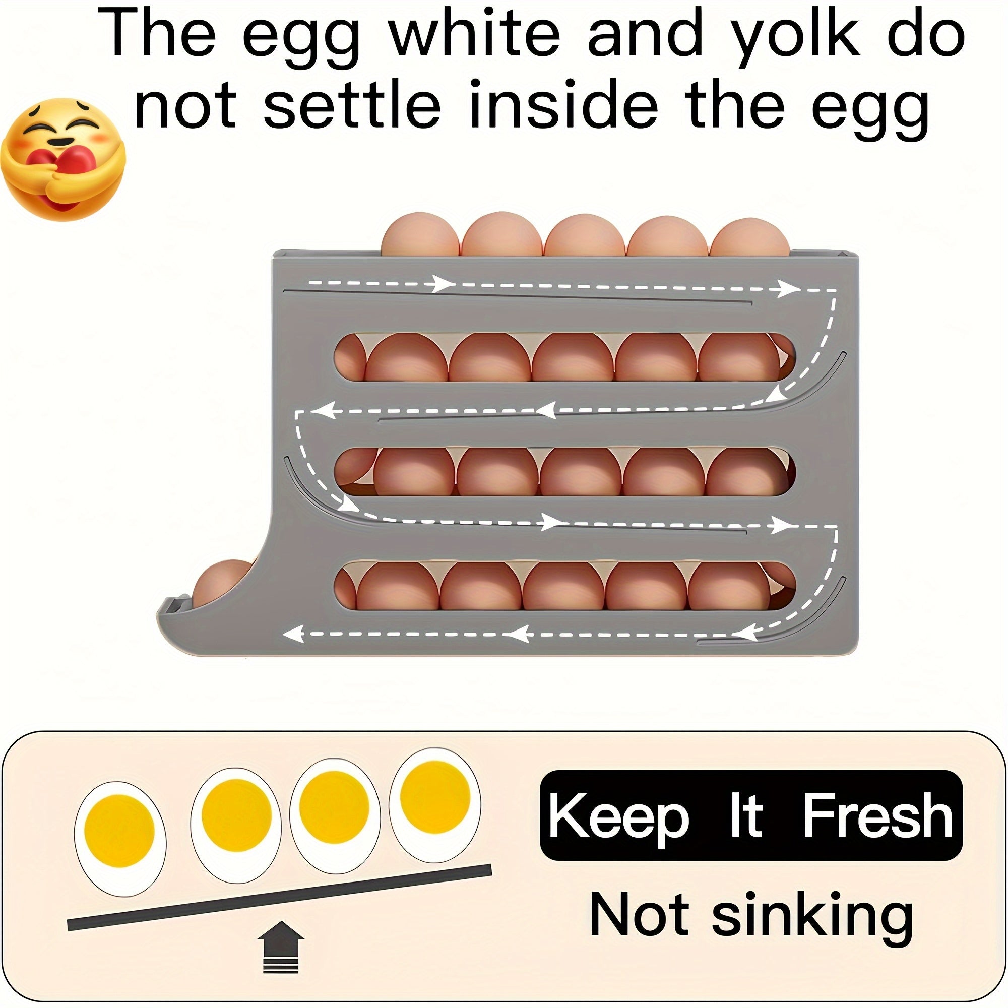 Egg Storage Rack for Refrigerator 4-Tier Space-Saving Large Capacity