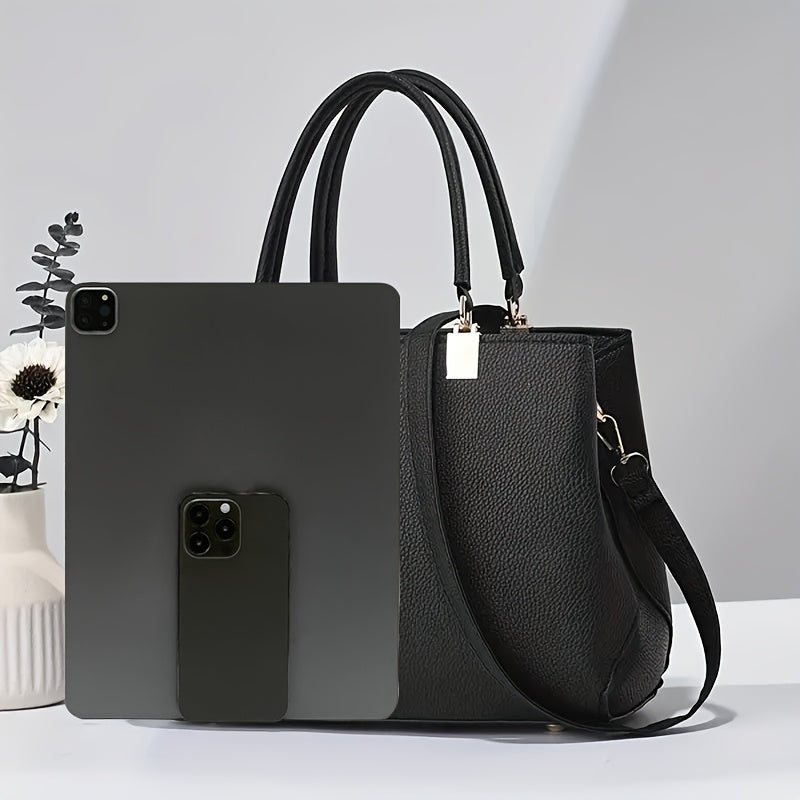 Anime Themed Women's Satchel Bag with Fixed Shoulder Straps and Zipper Closure Black