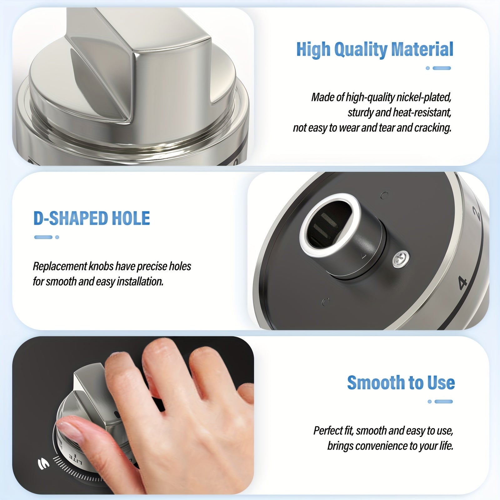 5-Pack Gas Range Metal Knob Replacement for Stove Oven Range Models Easy Installation