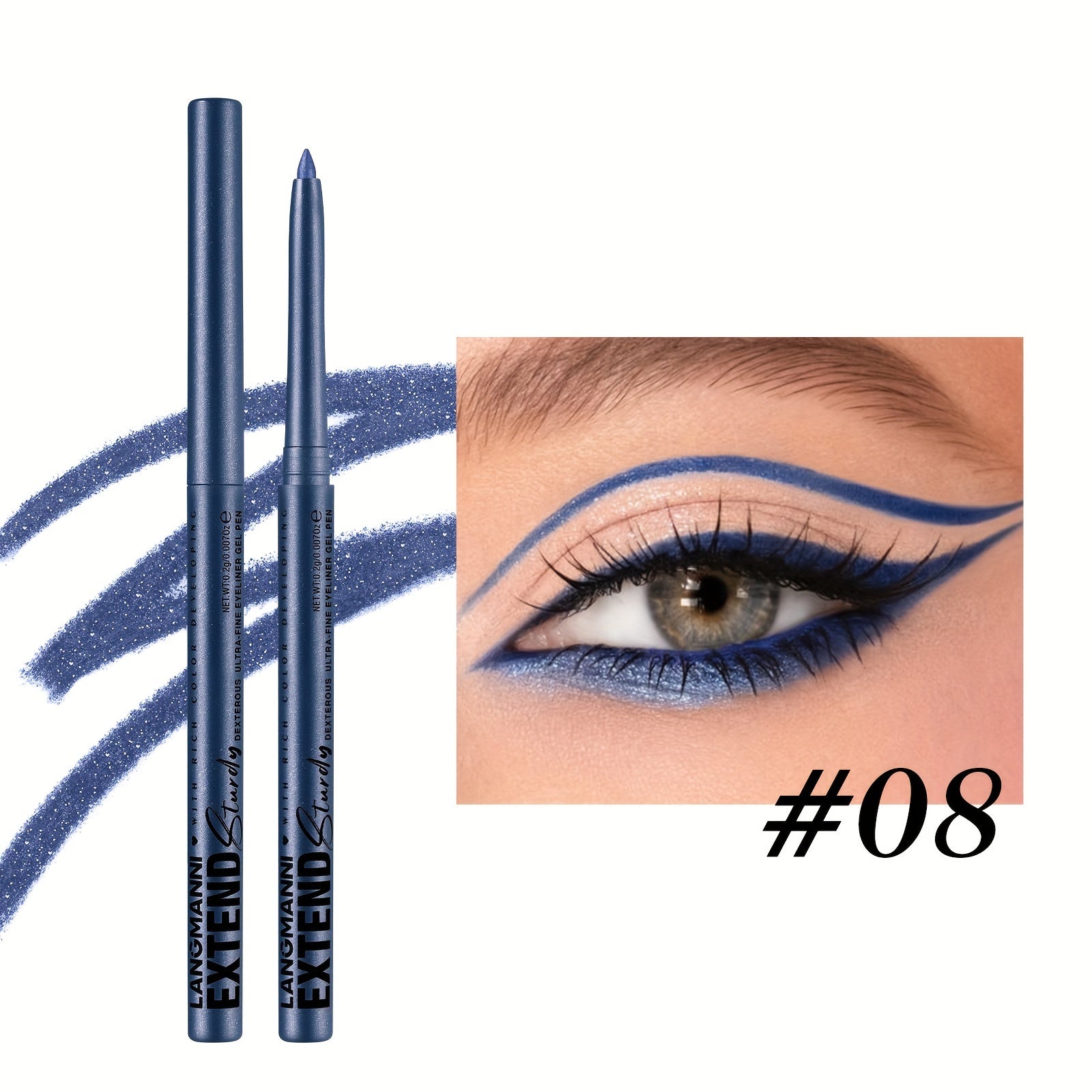 Women Eyeliner Gel Pen 12 Colors Long-Lasting Waterproof Smudge-Proof Brown
