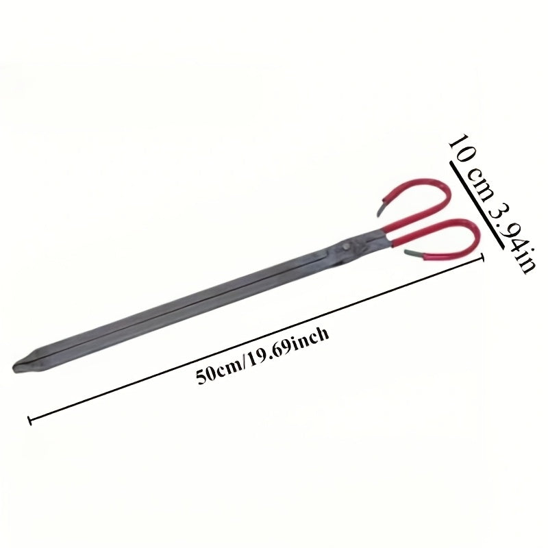 Durable Metal Fireplace Tongs with Long Handle for Charcoal and Logs