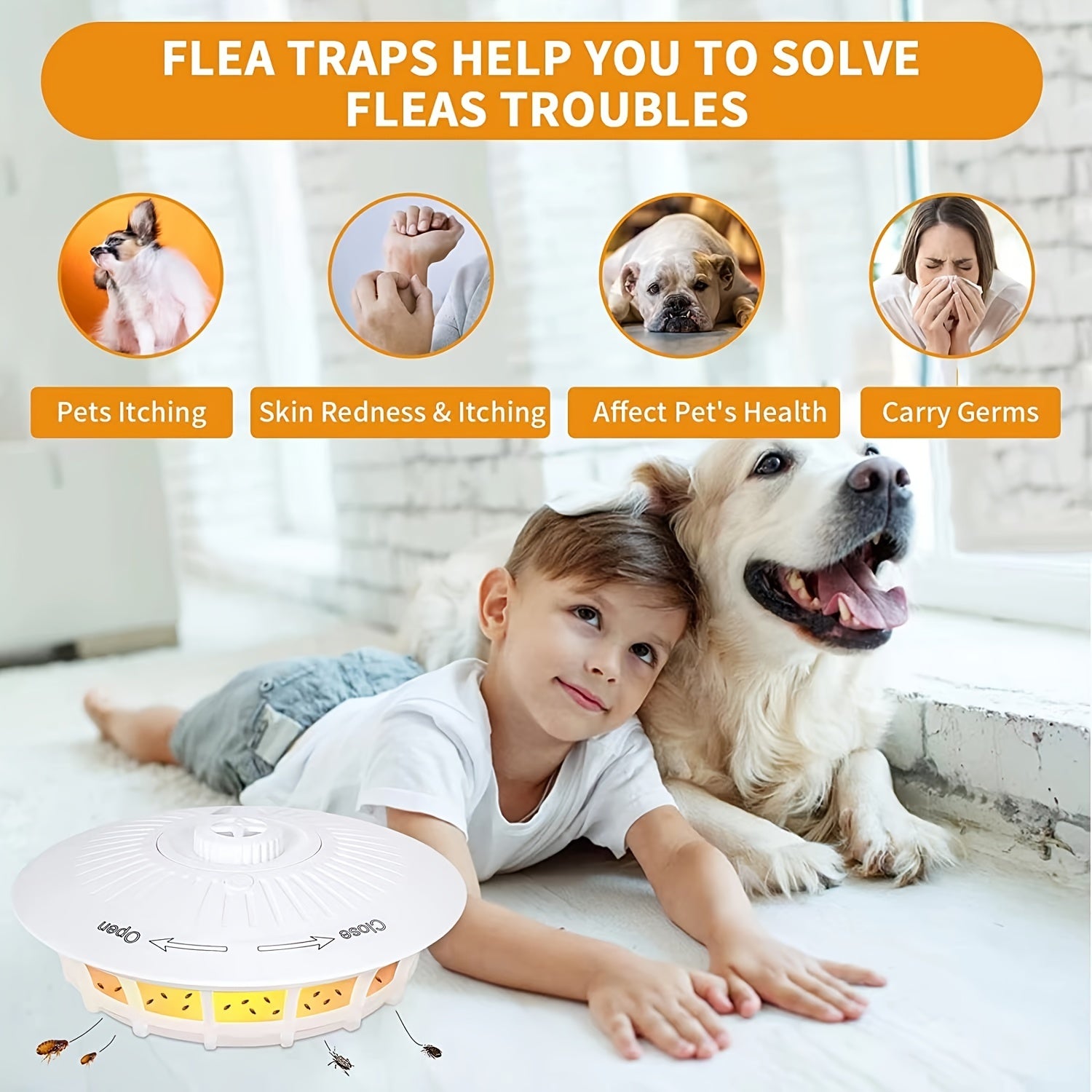 Внутренний ловушка для блох из ABS материала, питается от USB, свет для борьбы с вредителями