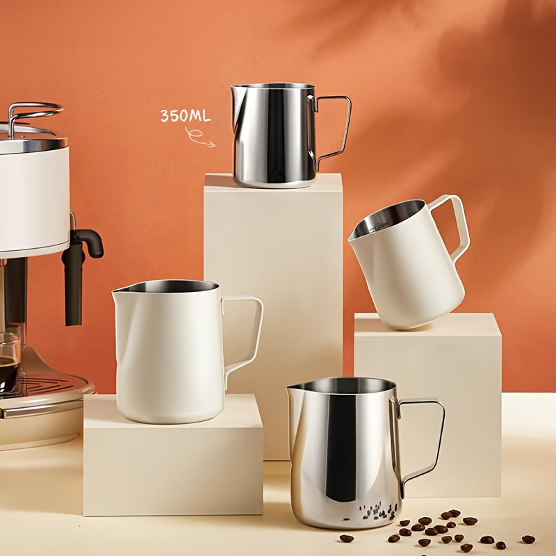 Jarro de acero inoxidable de 350ml para espumar leche, ideal para capuchinos y lattes