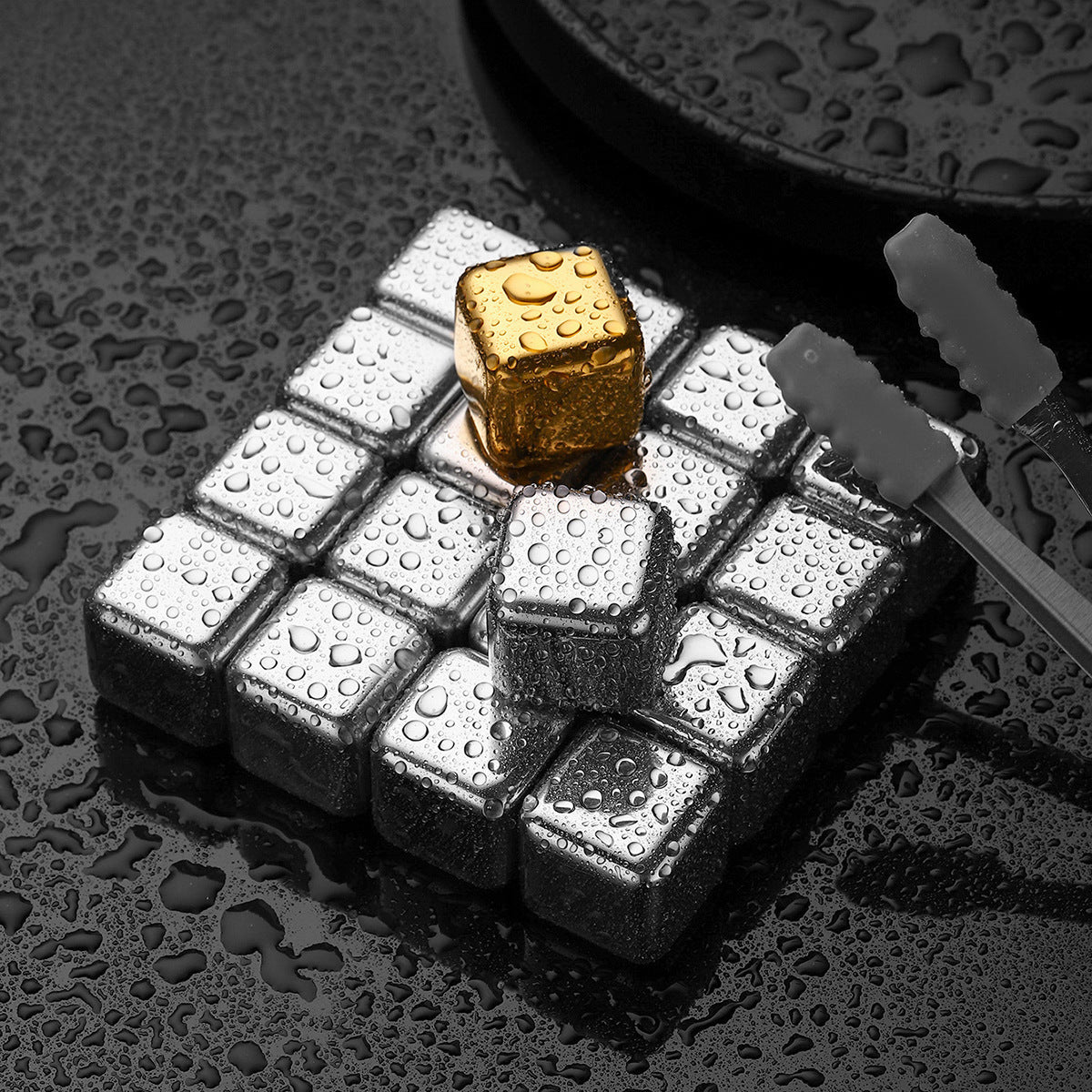 Juego de cubos de hielo de acero inoxidable para whisky, vino tinto, reutilizables, congelación rápida, 4-12 piezas
