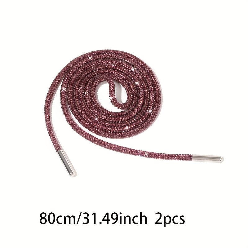 Unisex Rhinestone Shoelaces Solid Color Twist Ribbon DIY Shoe Accessories