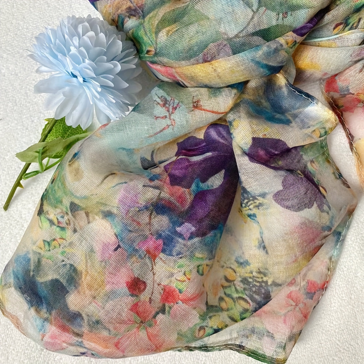 Women Boho Chic Bali Yarn Scarf Lightweight Floral Shawl for Everyday Wear