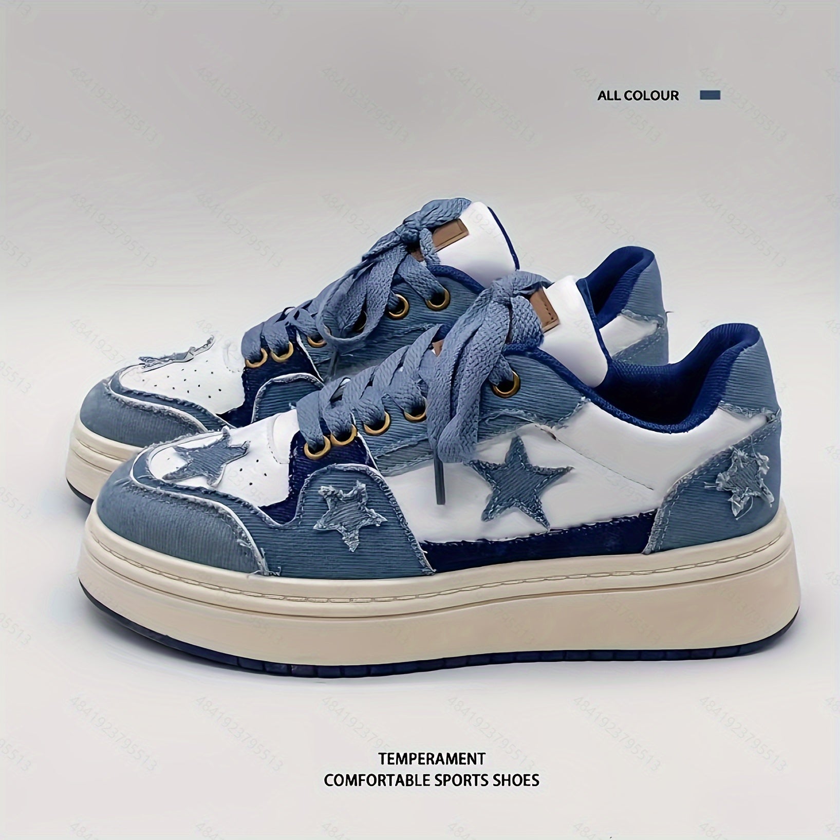 Women’s Star-Theme Low-Top Sneakers Breathable Lace-Up Canvas Casual Shoes
