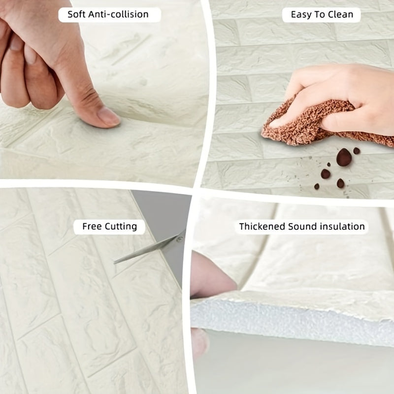 Self-Adhesive Wallpaper Wall Covering Brick Stone Wood Pattern Washable