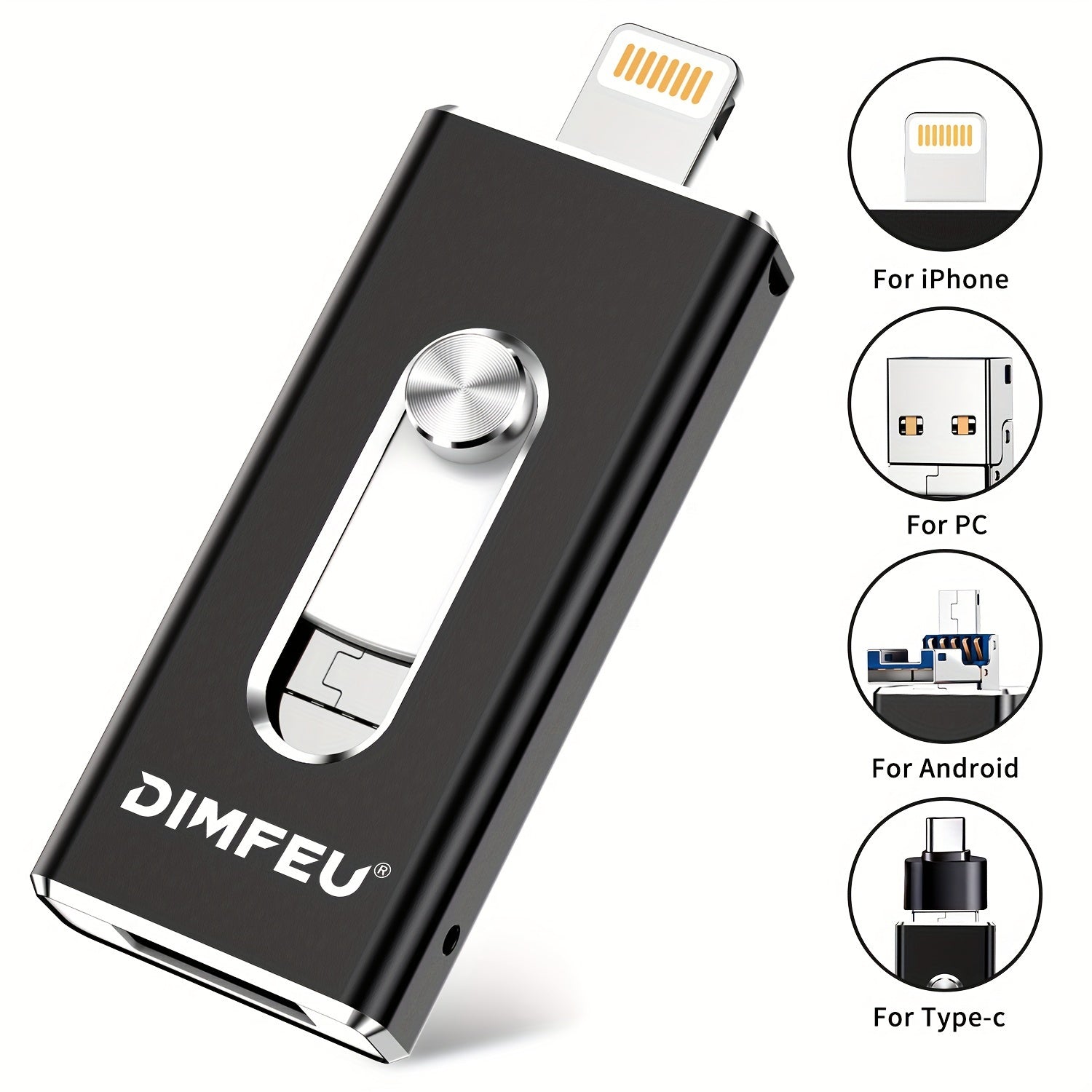 128GB USB flesh drive Lightning Type-C USB 3.0 yuqori tezlikda tashqi saqlash uchun iPhone iPad Android PC