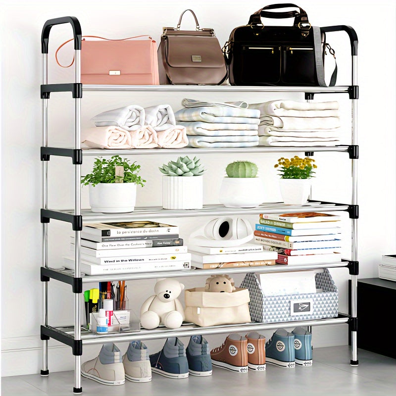 Multi-Layer Shoe Storage Organizer with Plastic and Metal Materials