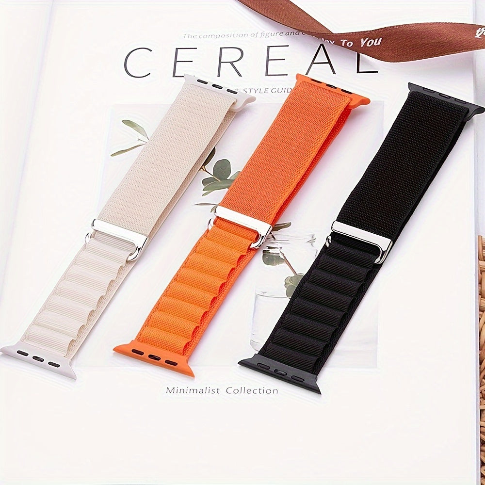 Nylon Sport Watch Band Adjustable Alpine Loop for Apple Watch 38mm-49mm Dark Blue Beige Brown