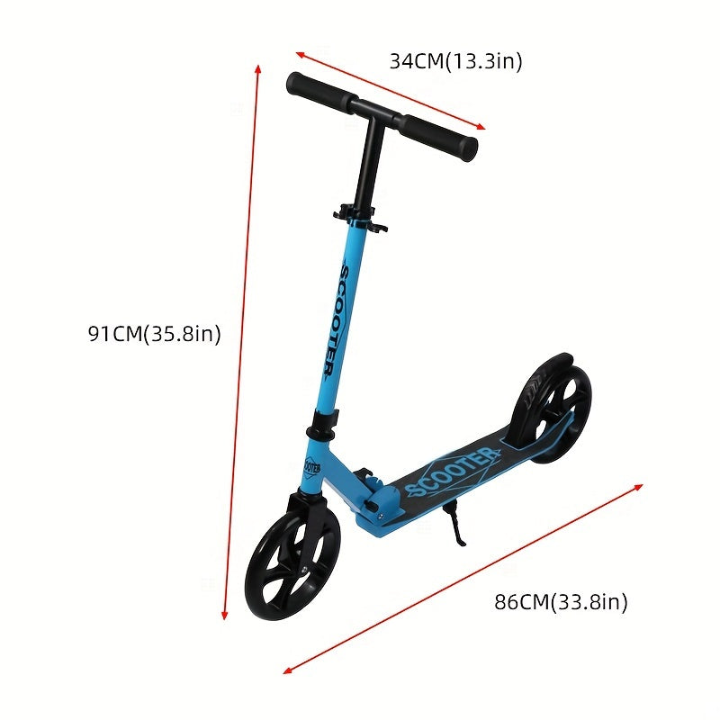 Adult Foldable Kick Scooter with Iron Frame Front Suspension Rear Brake Yellow 14+ Max 100kg