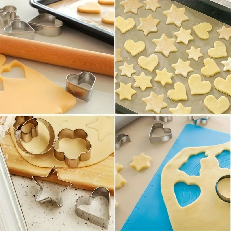 Set of 12 Stainless Steel Cookie Cutters for Baking and Cake Decorating