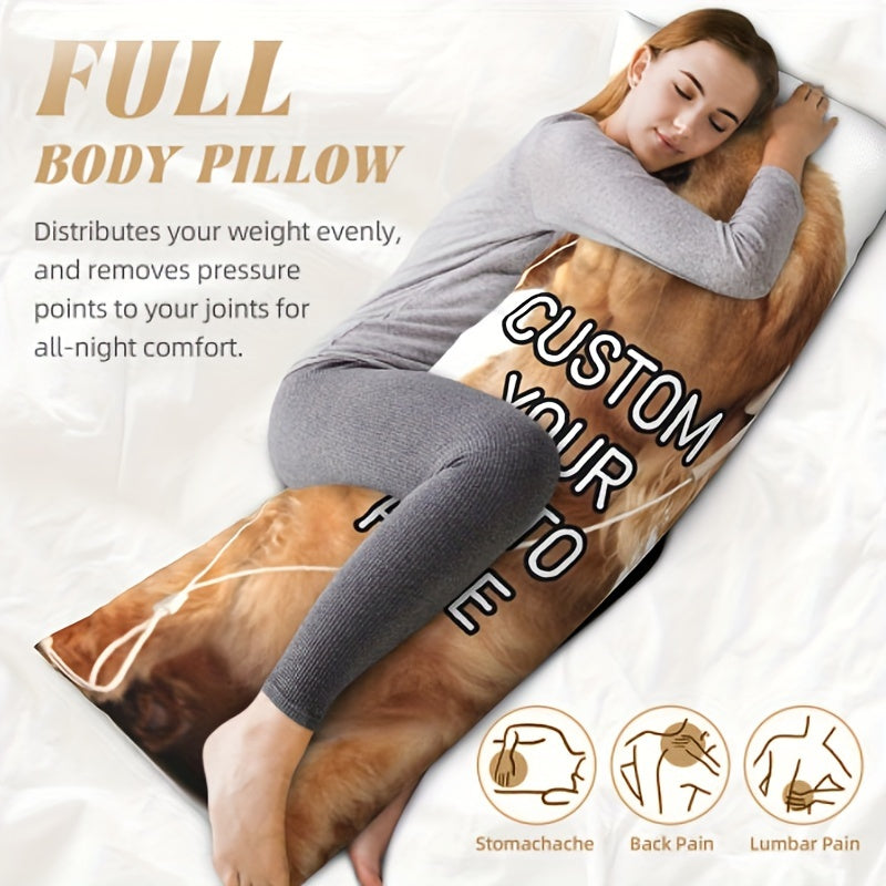 Pet Memorial Pillowcase Double-Sided Photo Hug Pillow Cover Soft Plush 50.8x137.16 cm