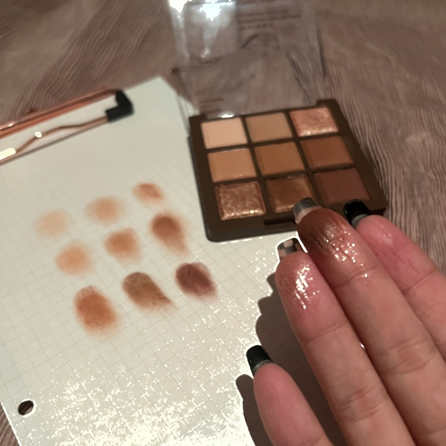 Палитра теней для век 9 цветов коричневая с шиммером, матовая, шоколадная для ежедневного использования
