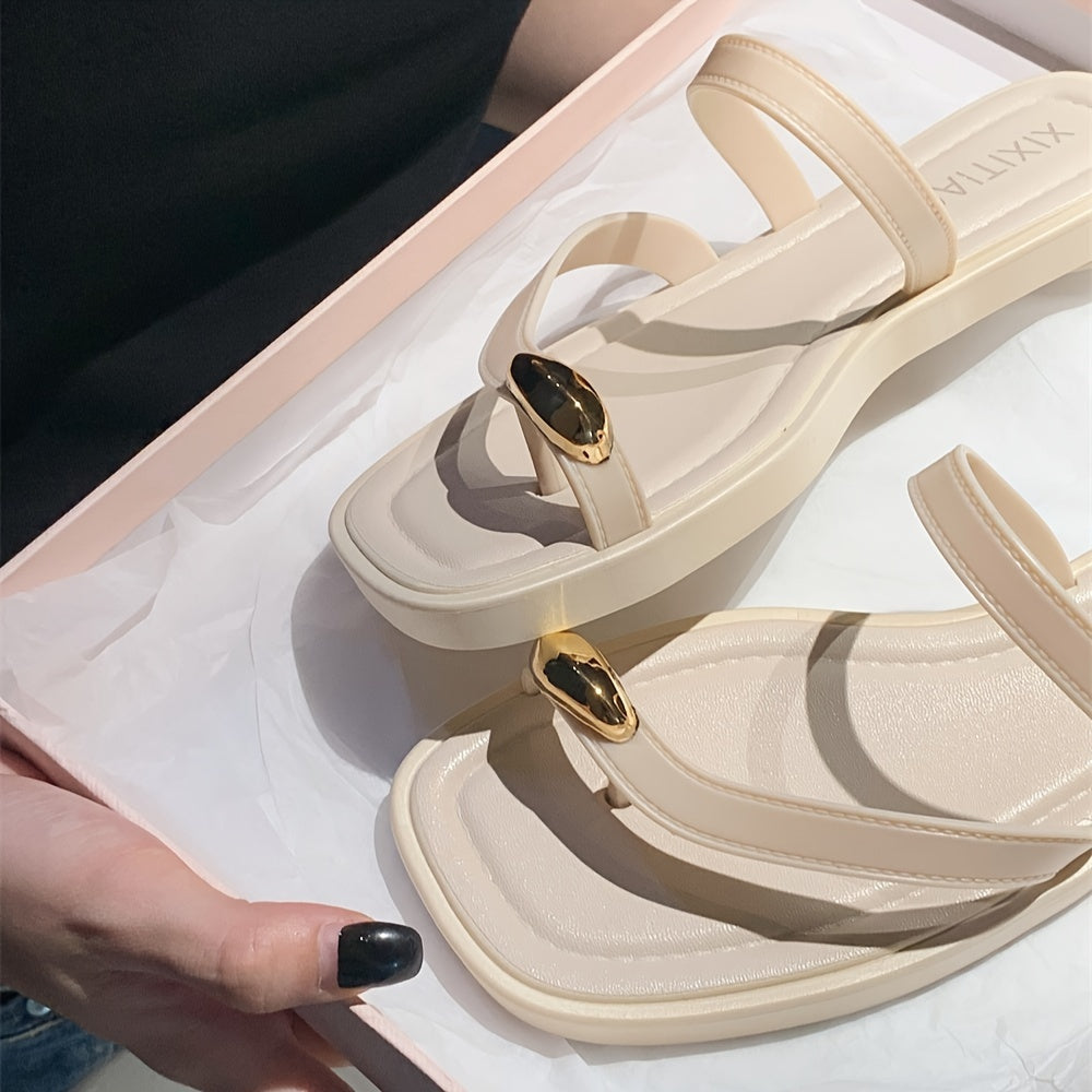 Women's Slip-On Sandals Non-Slip Open-Toe Beach Shoes Black White