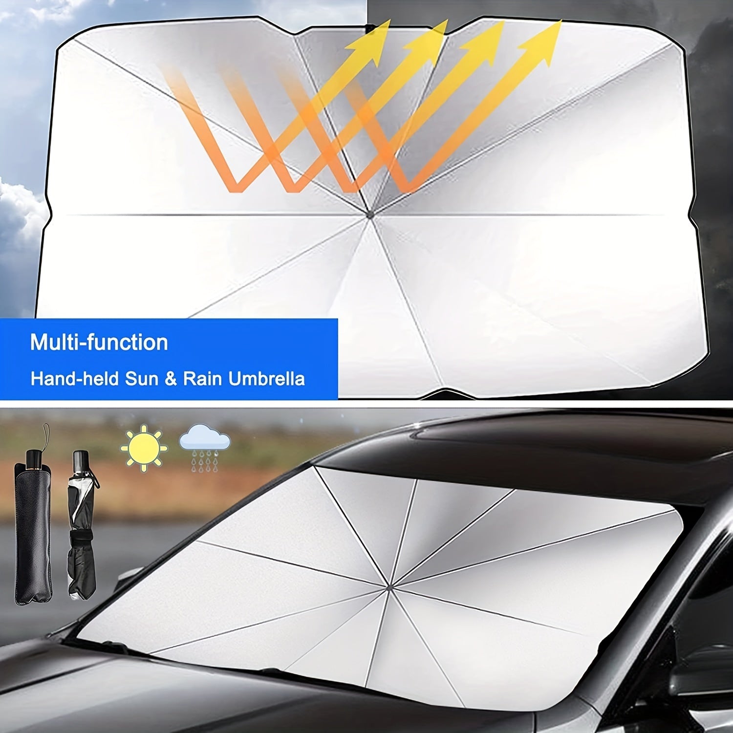 Foldable Car Sunshade UV Block Heat Protection Windshield Cover