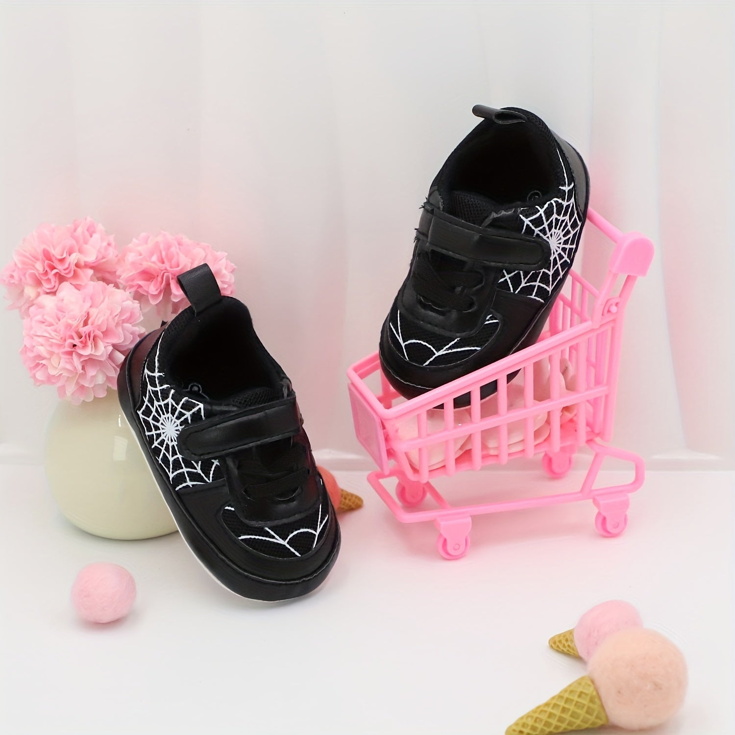 Baby Toddler Shoes with Spider Web Design Lightweight Non-Slip All-Season Casual