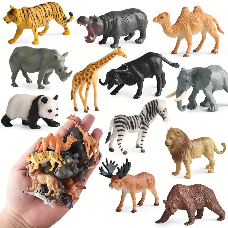 12-Piece Wildlife Animal Figures Set for Children Ages 3-12 Plastic Miniatures Educational Toys