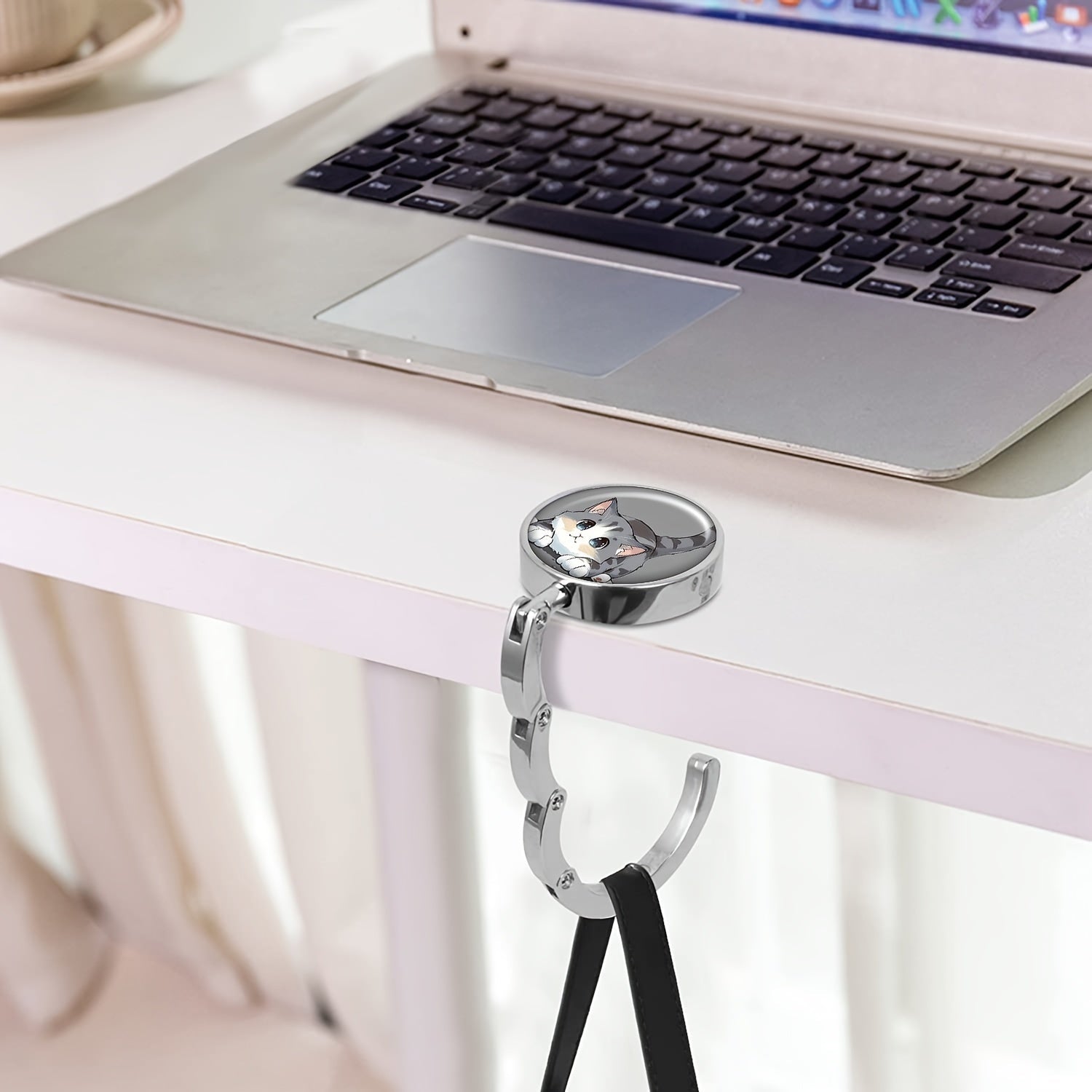 Портативные крючки для сумок из элегантного цинкового сплава, с милым дизайном кота и складным держателем для сумок. Идеально подходит для путешествий, Хэллоуина, Рождества и как уникальная идея для подарка.