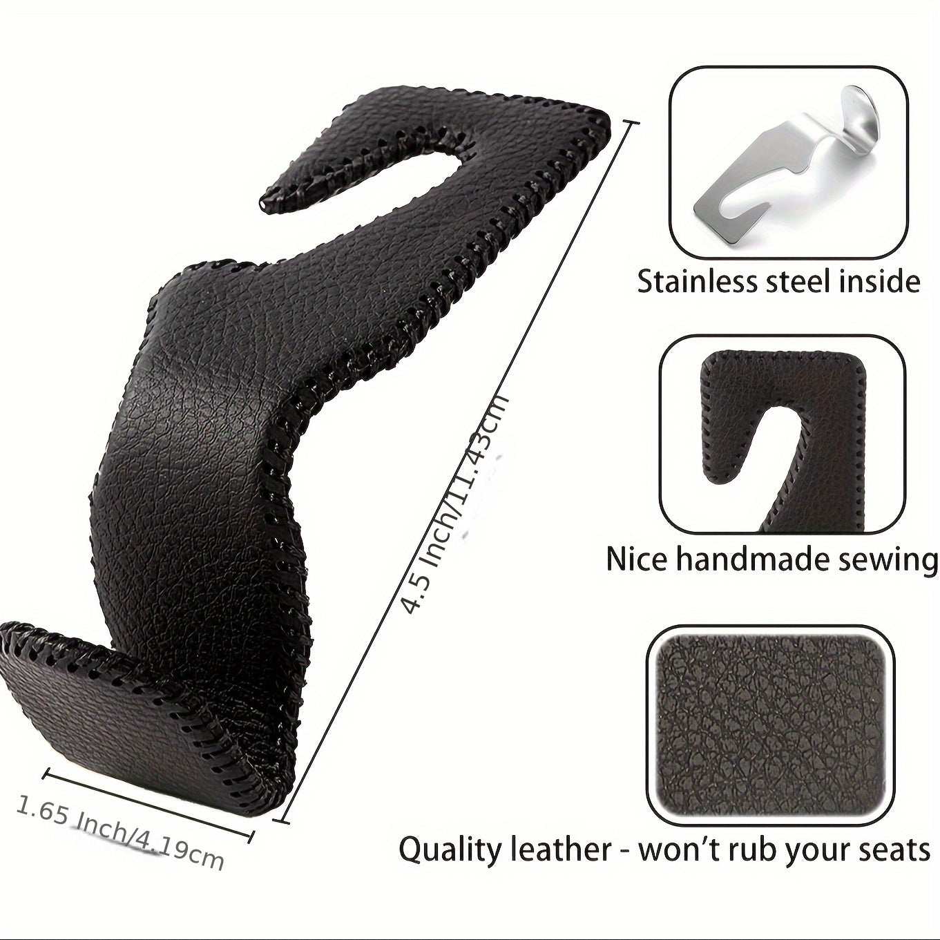 Uniseks sun'iy charm avtomobil o'rindig'i uchun sumkalar va hamyonlar uchun osma tutqichlar, qora yoki bej