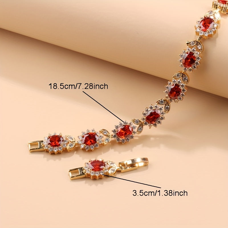 Women's Jewelry Set 5-Piece Cubic Zirconia Necklace Earrings Ring Bracelet for Weddings