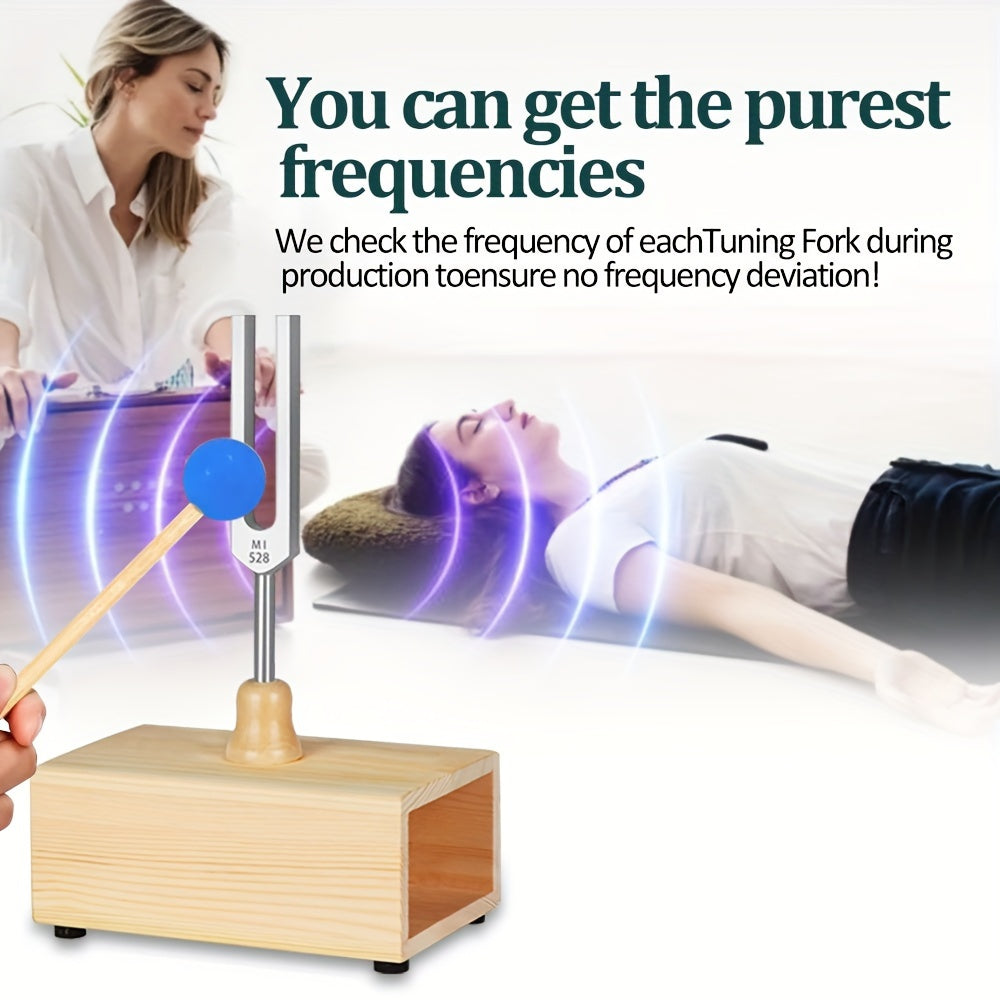 Set of 3 Yoga and Healing Tuning Forks 528Hz with Bag Mallet and Chakra for Meditation