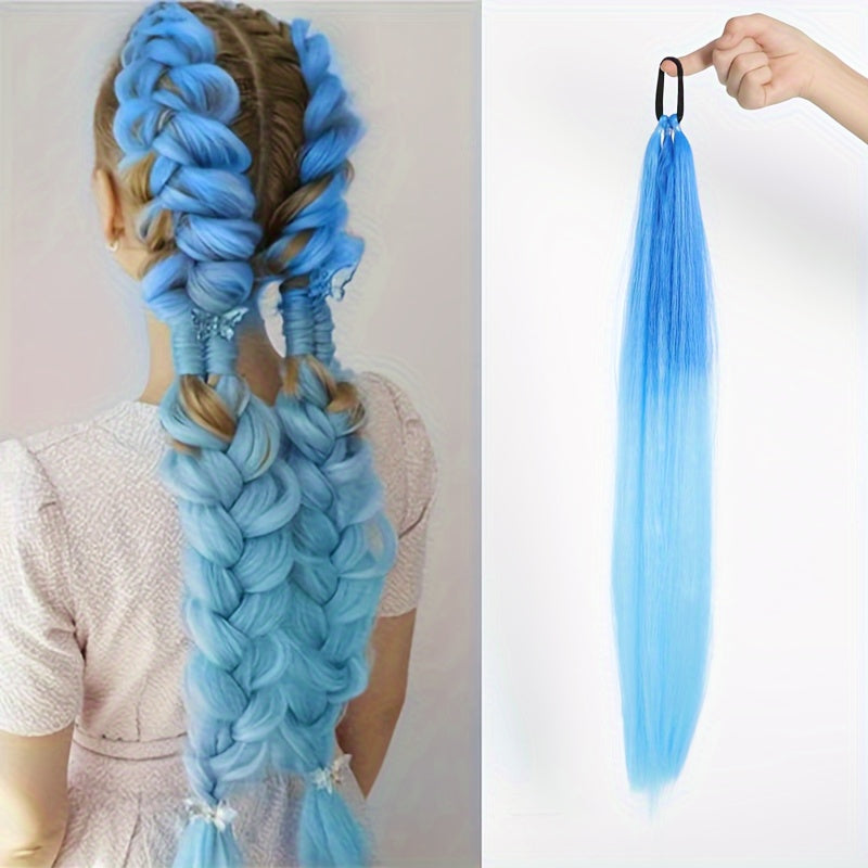 Women's Synthetic Ponytail Extensions 71cm Long Black Hairpiece Elastic Band