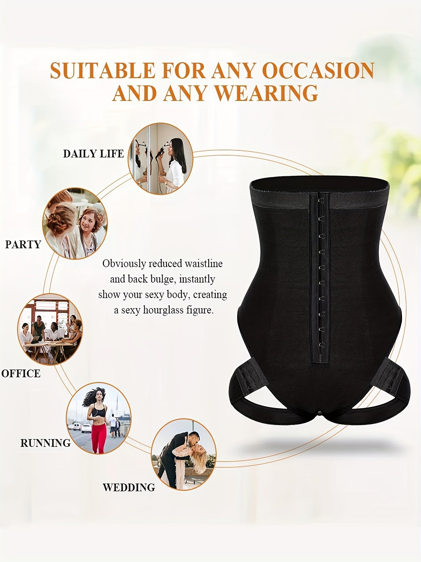 Women's Black High-Waist Shapewear Bodysuit Tummy Control Butt Lifter Crotch Support