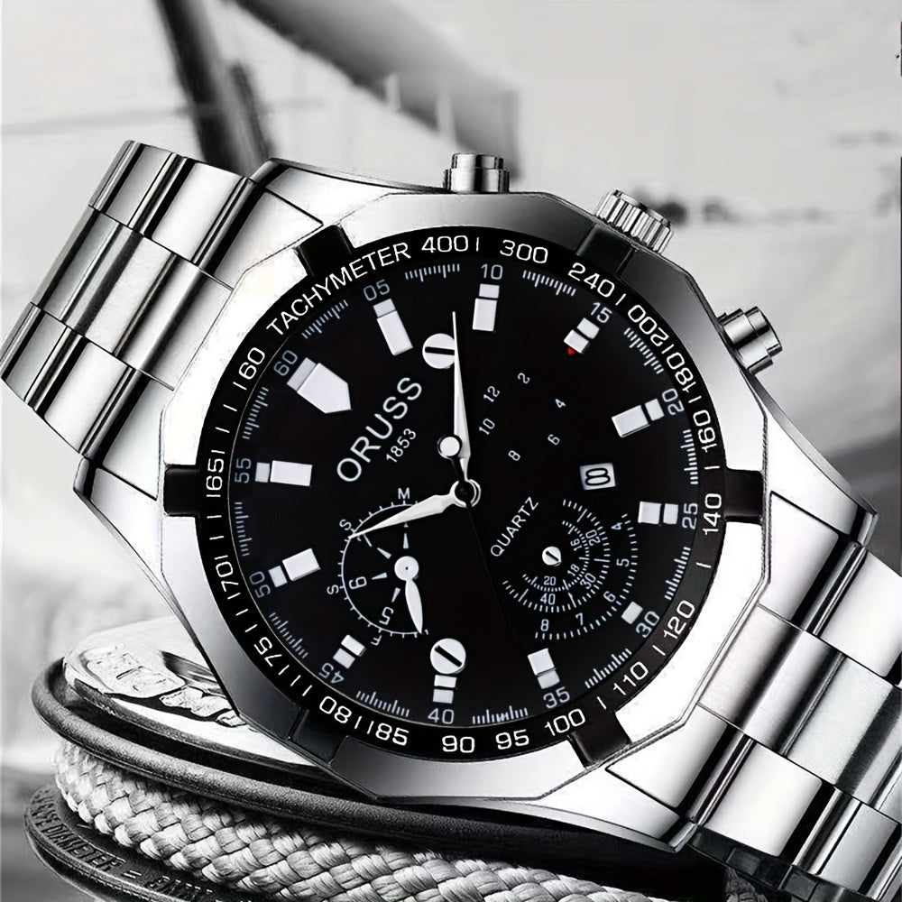 Men's Waterproof Wristwatch with Large Dial Luminous Hands Durable Fashion Accessory