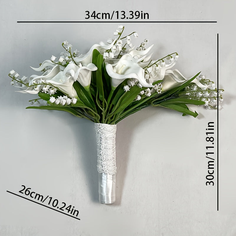 Artificial Calla Lily Bridal Bouquet with Tulle Flowers for Wedding and Home Decor