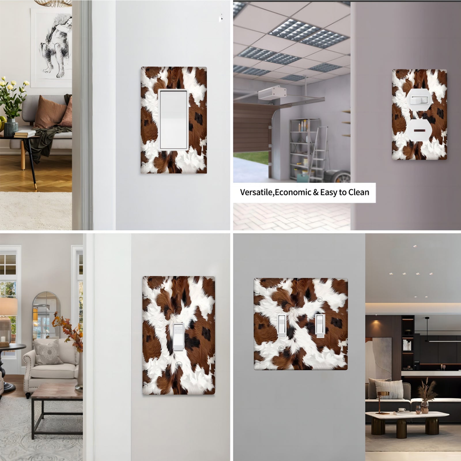 Cow Print Wall Decor Made of Unbreakable Polycarbonate for Bedrooms and Kitchens