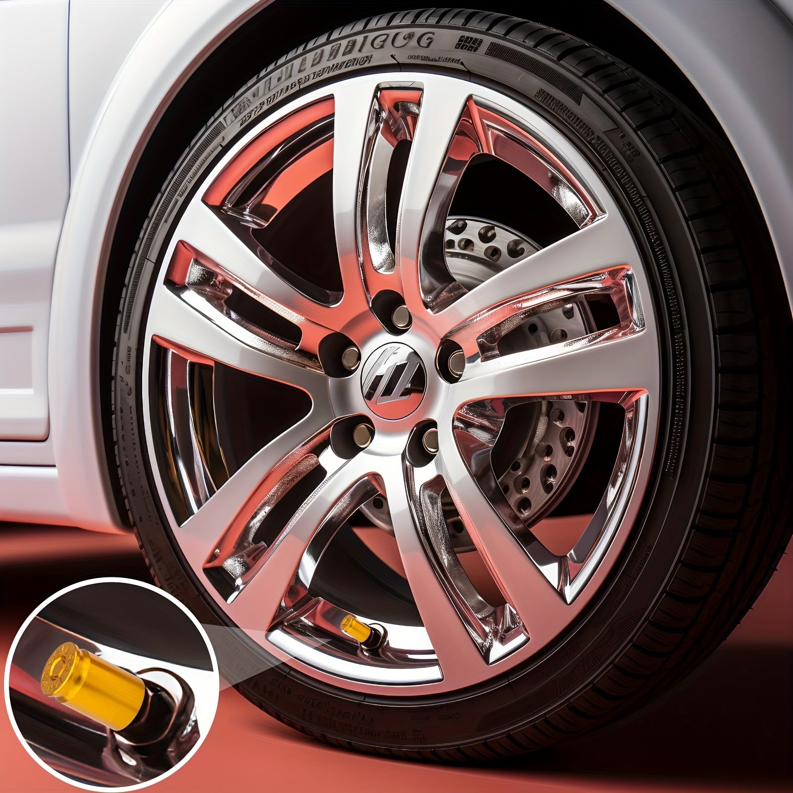 Set of 8 Brass Tire Valve Stem Caps for Cars Bikes Trucks and SUVs