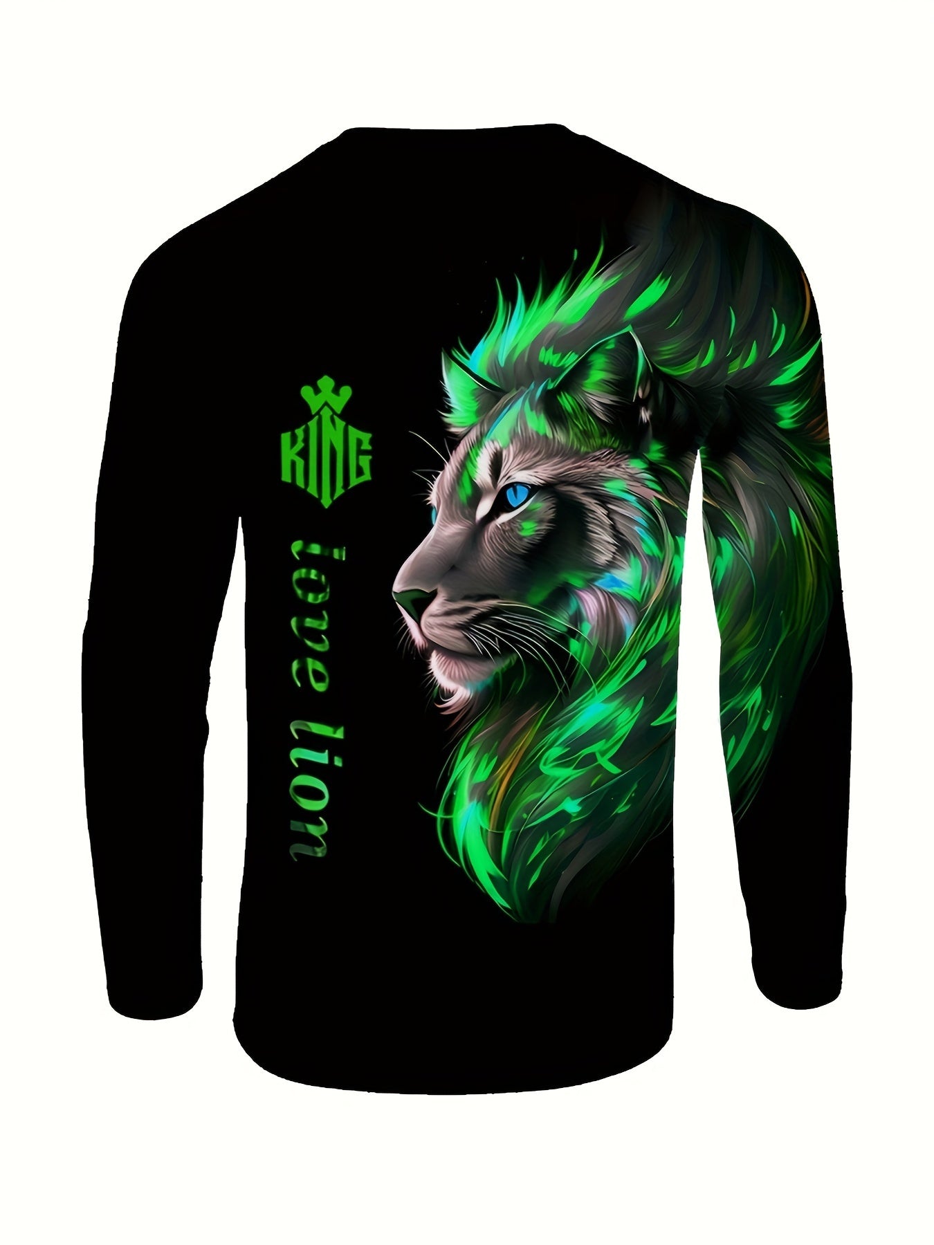 Men's Plus Size Lion Print Long Sleeve T-Shirt and Sweatpants Set Casual Sportswear for Fall Winter