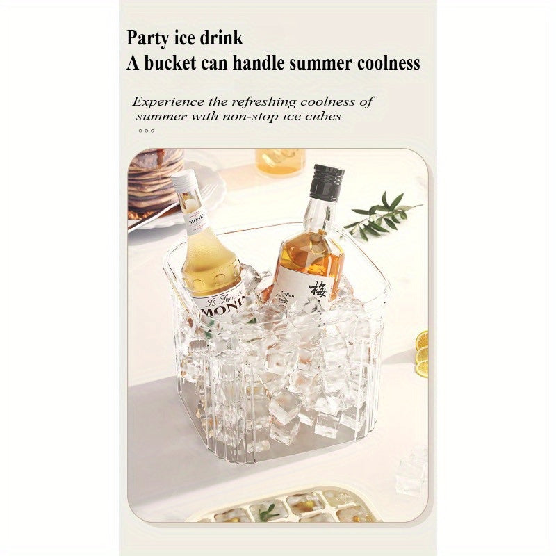 Large Capacity Ice Maker with 48 Grid, Portable Ice Bucket for Summer Use