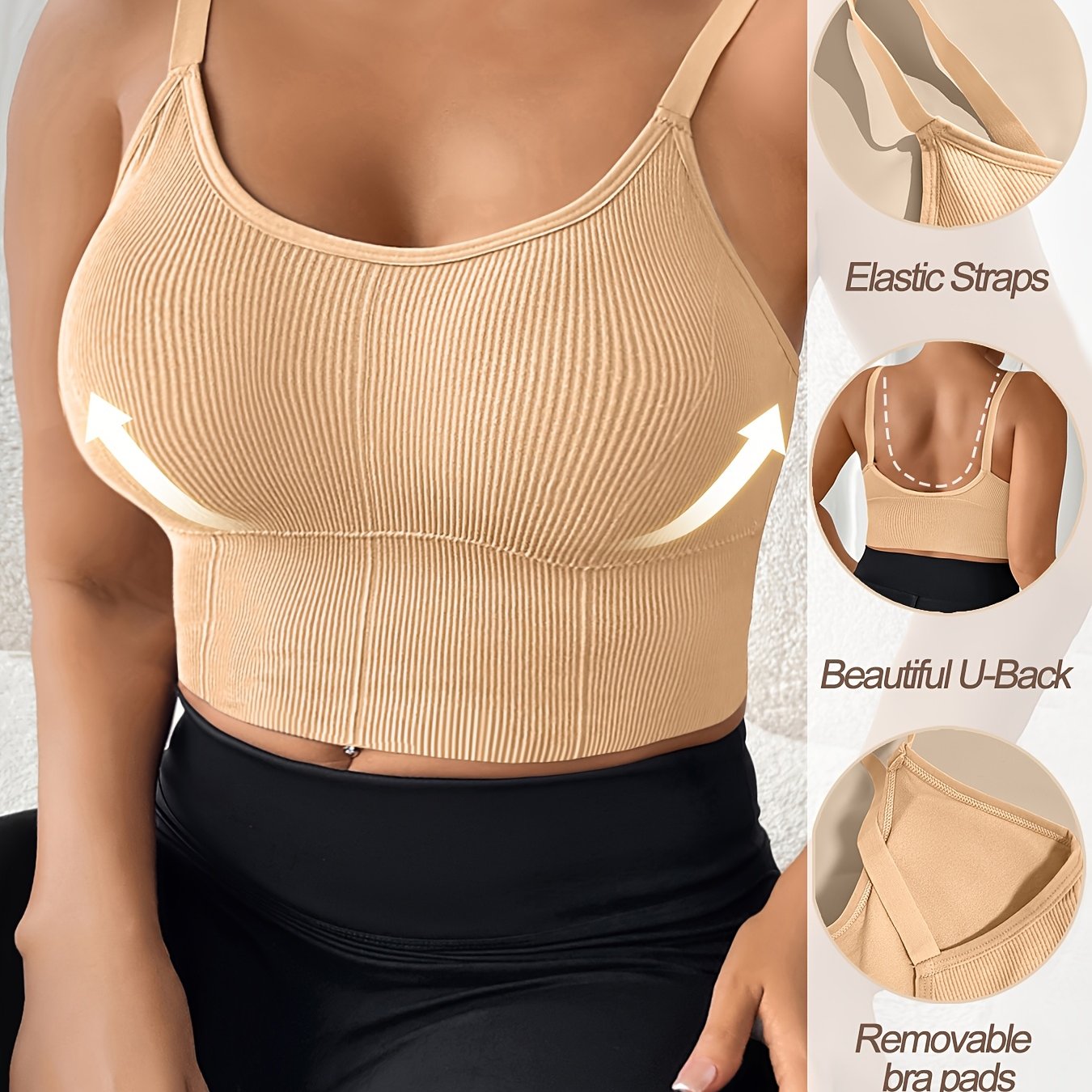 Plus Size Sports Bra High Elasticity Removable Pads Backless Yoga Running