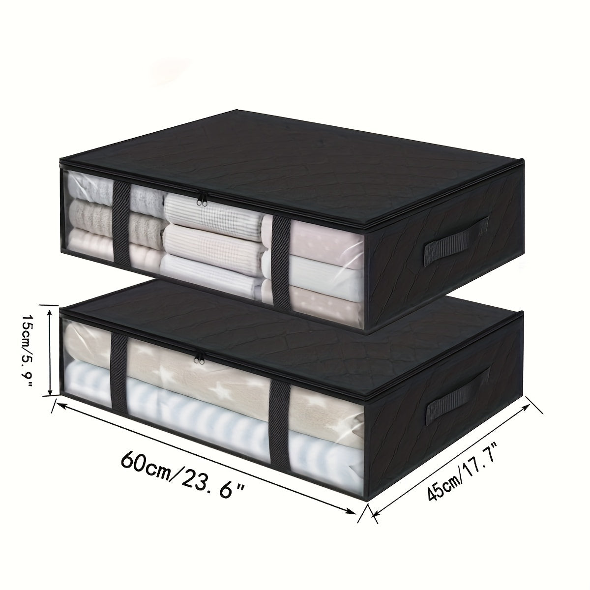 2 сумки для хранения под кроватью с прочными ручками - большой объем, складные органайзеры для одежды, постельного белья и игрушек.