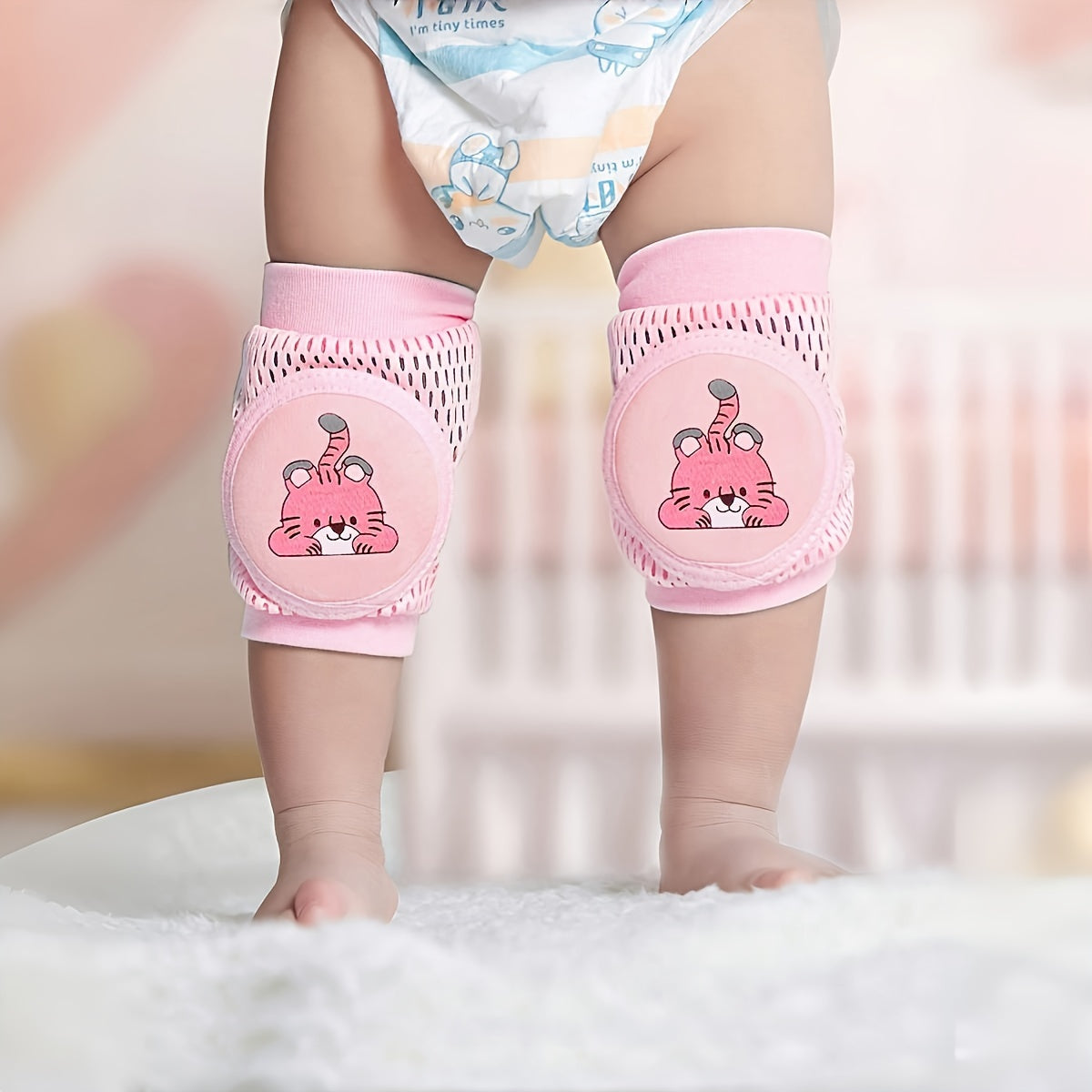 Set of 2 Pink and Blue Knee Pads for Crawling Safety, Kids, Polyester