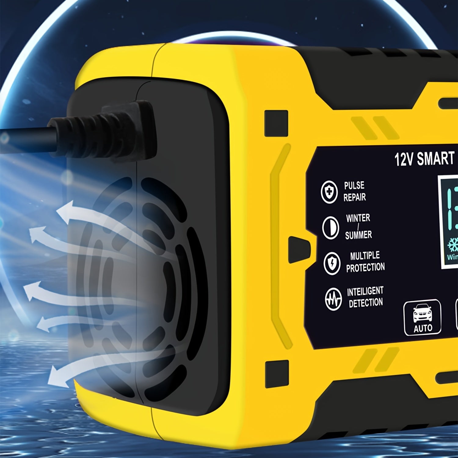 12V 24V 6A avtomatik batareya quvvatlantiruvchi, avtomobil, yuk mashinalari va mototsikl uchun harorat kompensatsiyasi bilan