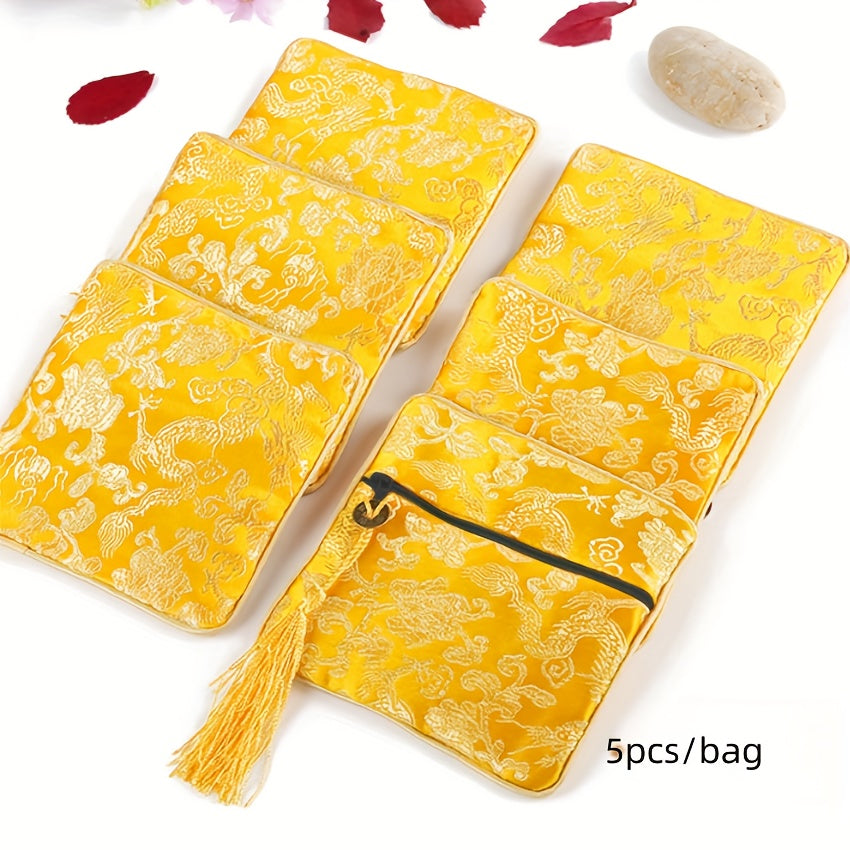 Набор сумок для украшений в стиле китайского шика с вышитым шёлковым бархатом и кисточками