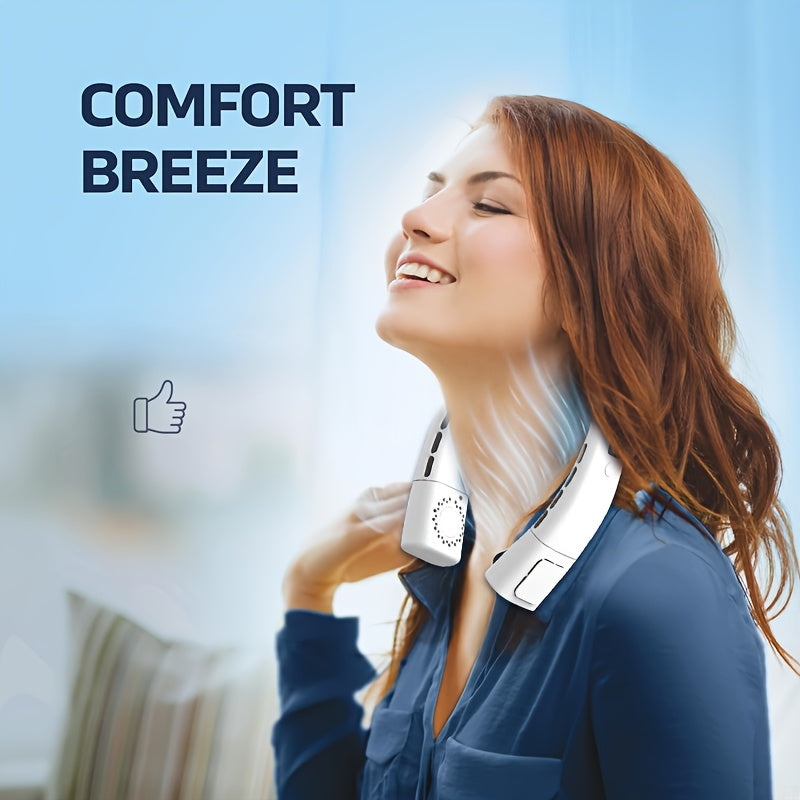 Hands-Free Neck Fan with LED Display, Rechargeable Bladeless Personal Cooling
